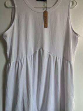 White Sleeveless Tank with Flared Waist
